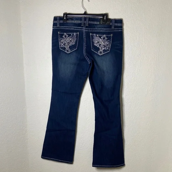 Soundgirl Dark Blue Flare Jeans - Picture 3 of 8